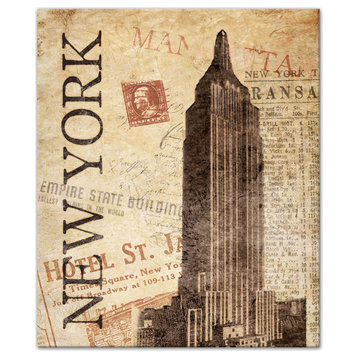 New York Empire State Distressed 20x24 Canvas Wall Art