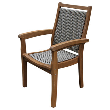 Stacking Grey Wicker and Eucalyptus Armchair