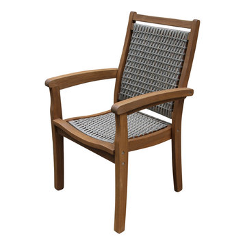 Stacking Grey Wicker and Eucalyptus Armchair