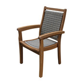 Stackable Gray Wicker and Eucalyptus Arm Chair