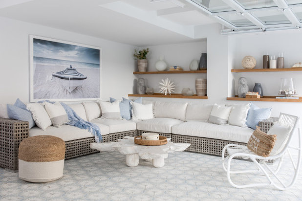 Beach Style Living Room by k+co LIVING - Interiors by Karen B Wolf