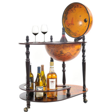 Globe Drink Trolley16.5 Inches, Red Globe Wine Stand Bar Cabinet