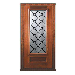 Prehung Single Door 80 Mahogany Casablanca 1 Panel 3/4 Lite Glass - Front Doors
