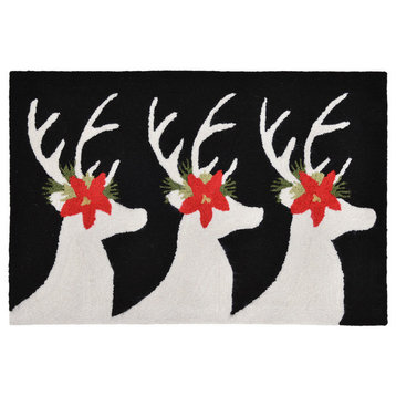 Frontporch Reindeer Indoor/Outdoor Rug Black 1'8"x2' 6"