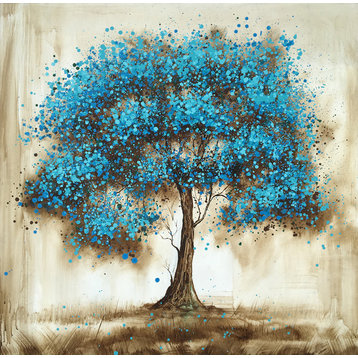 "Blue Tree" Hand Painted Oil Canvas Artwork; Modern Art; Fine Art