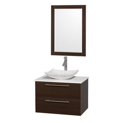 30 inch Single Bathroom Vanity in Espresso, Man-Made Stone Top, Arista White Car - Bathroom Vanities And Sink Consoles