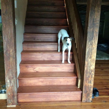 Heart Pine Stairs Finished with Osmo Wood Wax in Mahogany