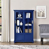 Elegant Bookcase, 2 Sliding Glass Doors With Adjustable and Fixed Shelves, Blue
