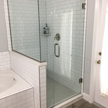 Bathroom Remodel Penny Subway Wood-look tiles