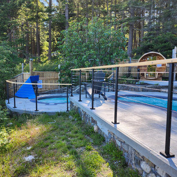 Black metal post cable railing project in Vancouver Island, British Columbia