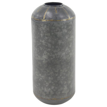 Capsule-Shaped Iron Decorative Vase, Gray, 19"