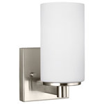 Sea Gull Lighting - Sea Gull Lighting 4139101EN3-962 Hettinger - One Light Wall Sconce - The Hettinger lighting collection by Sea Gull LighHettinger One Light  Brushed Nickel Etche *UL Approved: YES Energy Star Qualified: n/a ADA Certified: YES  *Number of Lights: Lamp: 1-*Wattage:9.5w A19 Medium Base bulb(s) *Bulb Included:Yes *Bulb Type:A19 Medium Base *Finish Type:Brushed Nickel