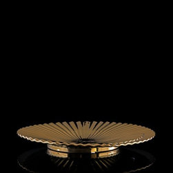 Lumiere Pleated Gold Ceramic D&eacute;cor Platter - Serving Dishes And Platters