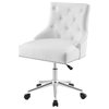 Home Business Office Work Desk Chair, Faux Vinyl Leather Aluminum, White
