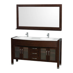 60" Espresso Finish Double Bathroom Vanity - Bathroom Vanities And Sink Consoles