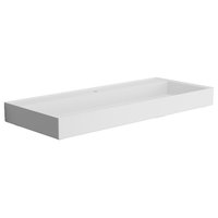 White Solid Surface Rectangular Vessel Bathroom Sink - Contemporary ...