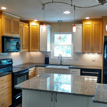 maple and white V groove kitchen