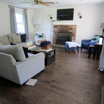 COLD SPRING HARBOR - NEW INSTALL + SAND OLD FLOOR: RED OAK W JACOBEAN & TRAFFIC