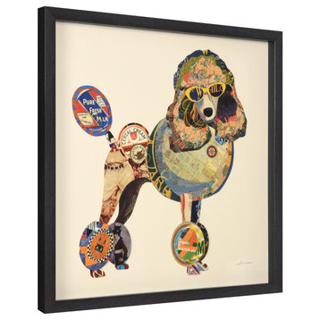 Poodle Handmade Collage Framed Graphic Wall Art Under Glass Signed by Alex Zeng