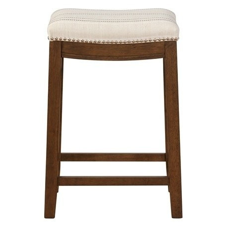 Linon Claridge Backless 26.5" Counter Stool Striped Padded Wood Frame in Brown