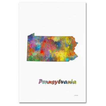 Marlene Watson 'Pennsylvania State Map-1' Canvas Art, 12"x19"