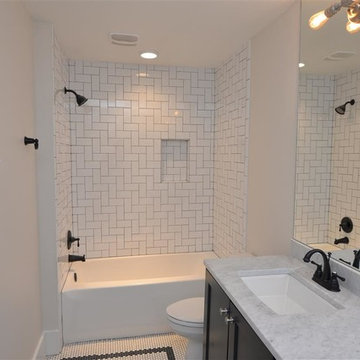 Guest Bath Herring Bone Tile Pattern