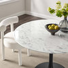 Lippa 47" Round Artificial Marble Dining Table Black White