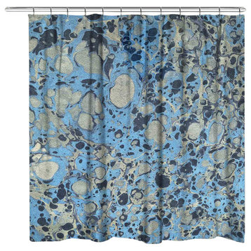 Silver Blue Marble Shower Curtain