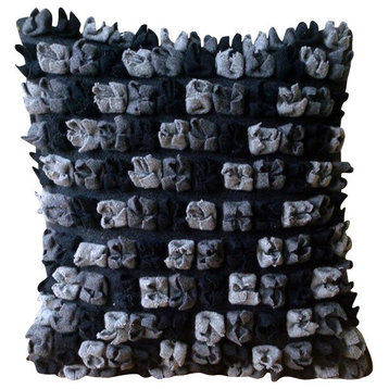 Black 3D Black And Gray Origami Pattern 12"x12" Felt Pillowcase, Midnight Punch
