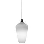 Toltec Lighting - Carina 1-Light Stem Hung Pendant, Matte Black/Opal Frosted - Enhance your space with the Carina 1-Light Stem Hung Pendant. Installation is a breeze - simply connect it to a 120 volt power supply and enjoy. Achieve the perfect ambiance with its dimmable lighting feature (dimmer not included). This Stem Hung Pendant is energy-efficient and LED-compatible, providing you with long-lasting illumination. It offers versatile lighting options, as it is compatible with standard medium base bulbs. The Stem Hung Pendant's streamlined design, along with its durable glass shade, ensures even and delightful diffusion of light. Choose from multiple size, finish, and color variations to find the perfect match for your decor.