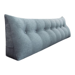 WOWMAX - Bed Rest Reading Wedge Pillow for Headboard Daybed Dorm Light Gray Linen Blend - Bed Pillows
