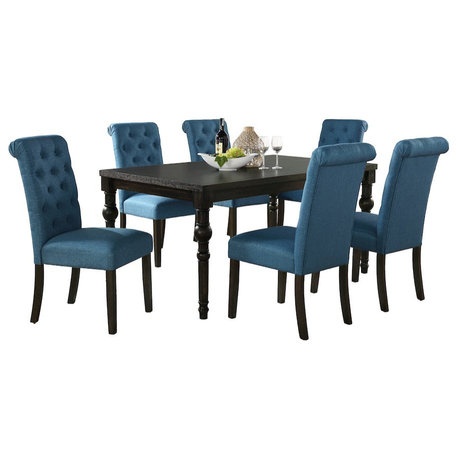 Leviton Urban Style Dining Set: Table and 6 Chairs, Blue