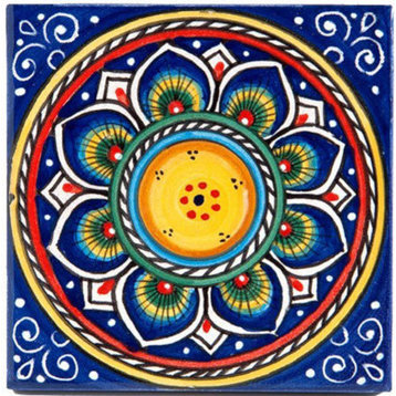 Italian Ceramic Tile, Deruta Blue, 4x4"