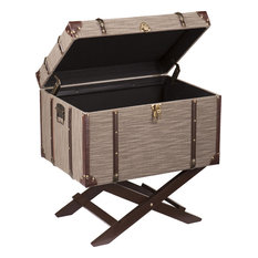 Devane Linen Trunk File Storage, Dark Beige