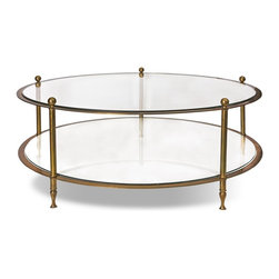 FRENCH BRONZE & BRASS BASE TWO TIER VINTAGE COFFEE TABLE - Products