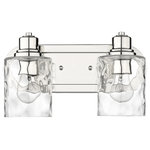 Acclaim Lighting - Lumley Polished Nickel
 2-Light Bath Vanity With Clear Optic glass - 2-60W-Medium base. Bulbs not included. Hardwire. UL/cETL Listed. Rated for Damp Locations.