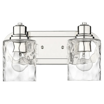 Lumley Polished Nickel
 2-Light Bath Vanity With Clear Optic glass