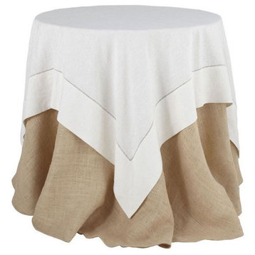 Classic Solid Color Hemstitch Border Tablecloth, 84x84