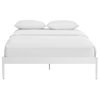 Modern Contemporary Urban Queen Size Platform Bed Frame, White, Metal Steel