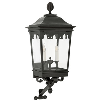 Rosedale Grand Medium Bracketed Wall Lantern in French Rust with Clear Glass