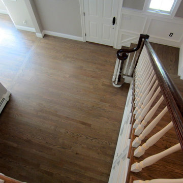 NISSEQUOGUE: 2 1/4" RED OAK W/ CUSTOM GREY BLEND STAIN + BONA TRAFFIC HD SATIN