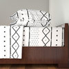 Mudcloth II In Black On White White Mudcloth 4 Piece Sheet Set, Queen