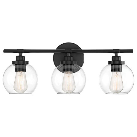 Carson Matte Black, 3-Light Bath