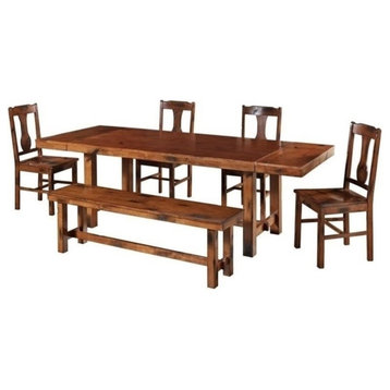 Pemberly Row 6-Piece Wood Dining Set, Dark Oak