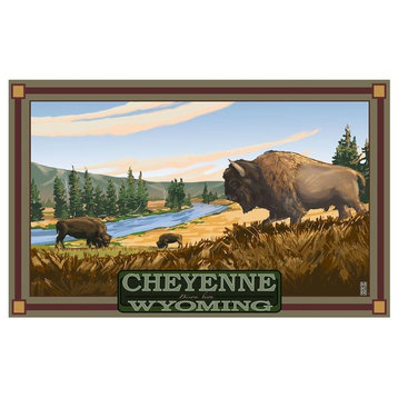 Mike Rangner Cheyenne Wyoming Field of Bison Art Print, 30"x45"