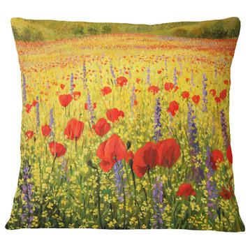 Sea of Blossom Landscape Printed Throw Pillow, 18"x18"