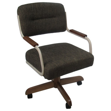 Swivel Tilt Kitchen Caster Chair with Wheels M-115, Sanora Brown - Beige Moca