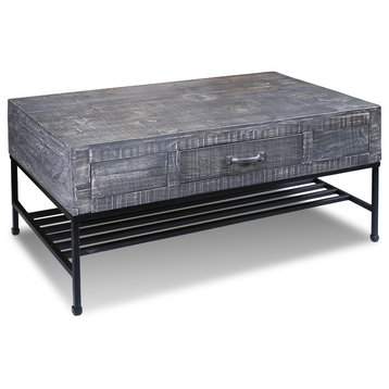 Parker Rustic-Style Solid Wood Coffee Table, Gray