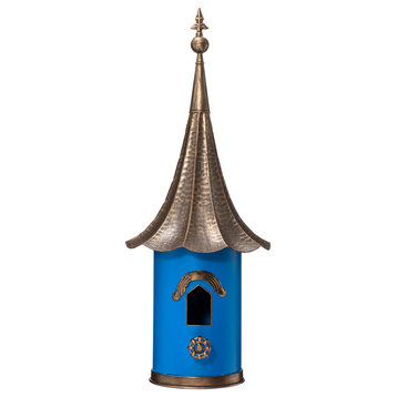 Retro Blue Metal Pagoda Birdhouse