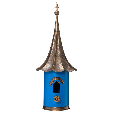 Retro Blue Metal Pagoda Birdhouse